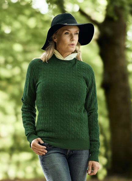 Women Crew Neck Cable Brown